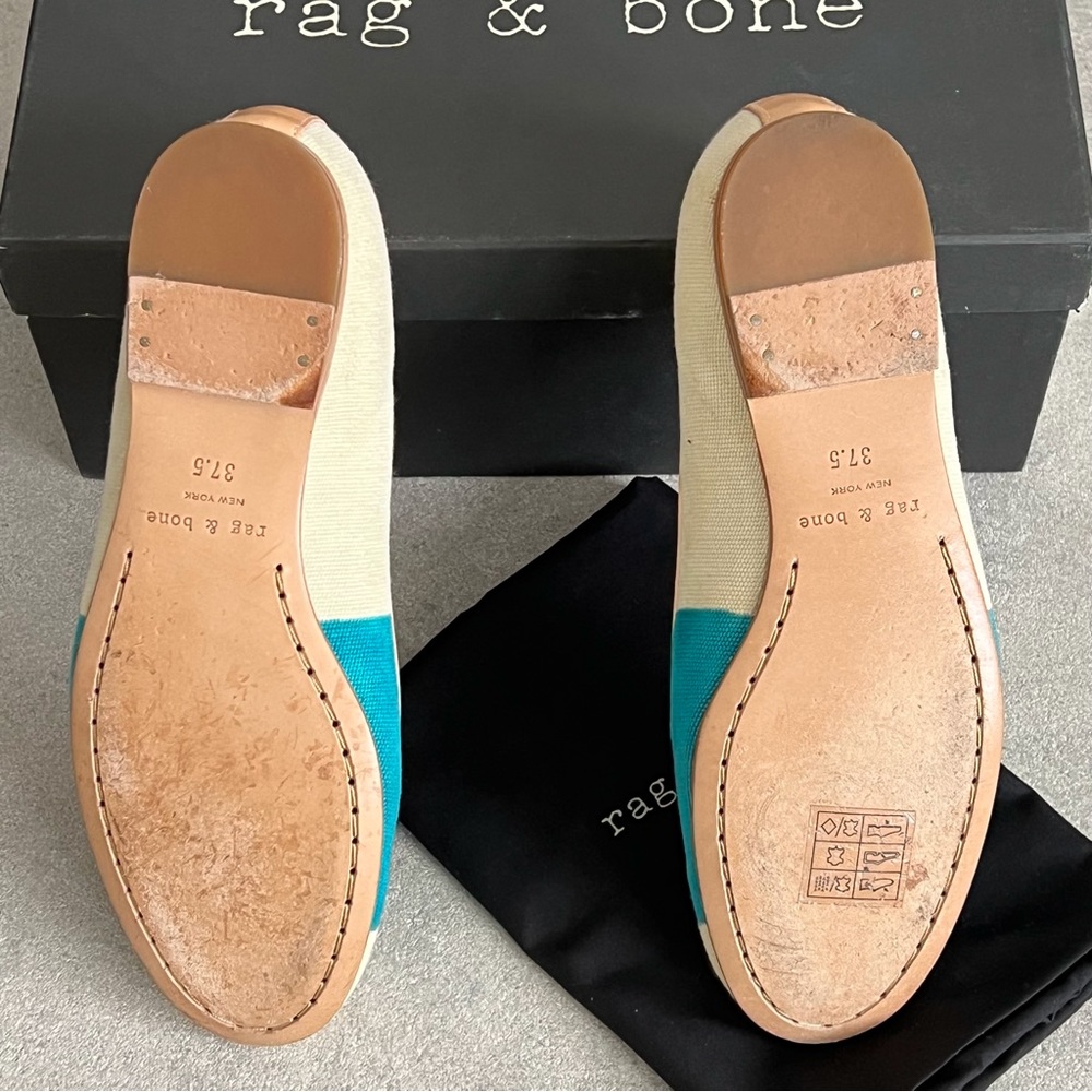 Rag & Bone Hanalei Ballet Flat in Ivory/Turquoise - Picture 2 of 3